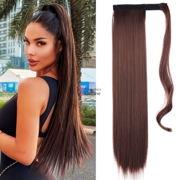 Extensie de par coada cu clema si arici dreapta de 55 cm cod SI66M433 Castaniu Inchis